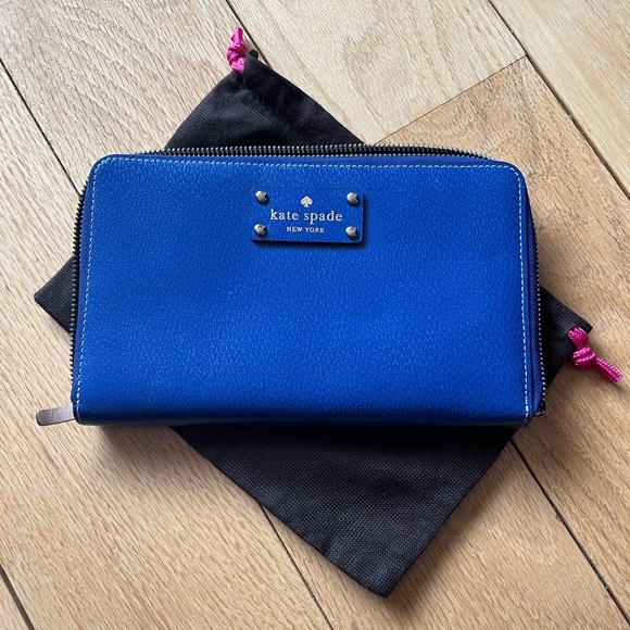 kate spade Handbags - Kate Spade cobalt blue zip large wallet